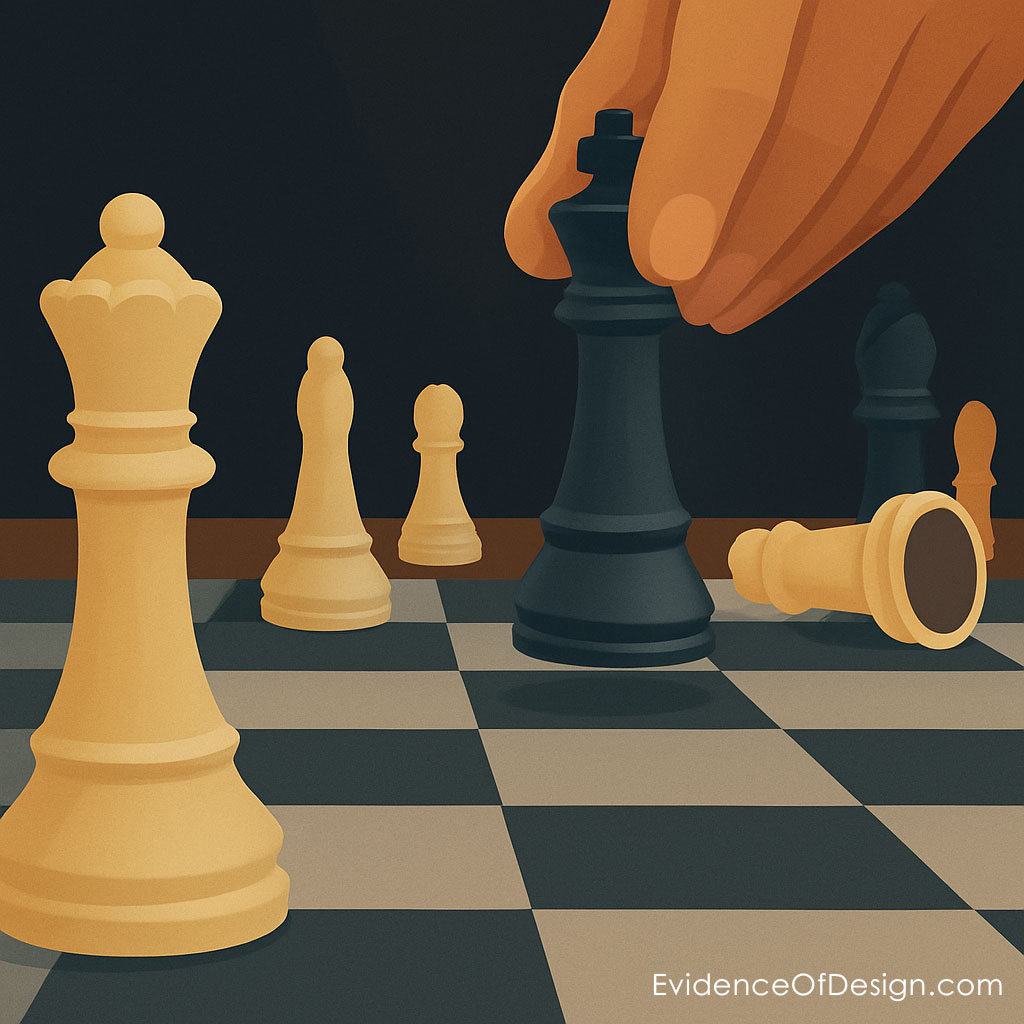 Chess player physically moving opponent’s king off the board, illustrating cheating by breaking the rules.